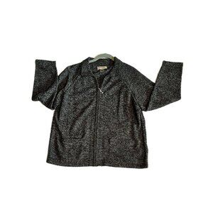 size LARGE ALLISON DALEY PETITE ZIP UP SWEATER CARDIGAN. COMFORTABLE VINTAGE